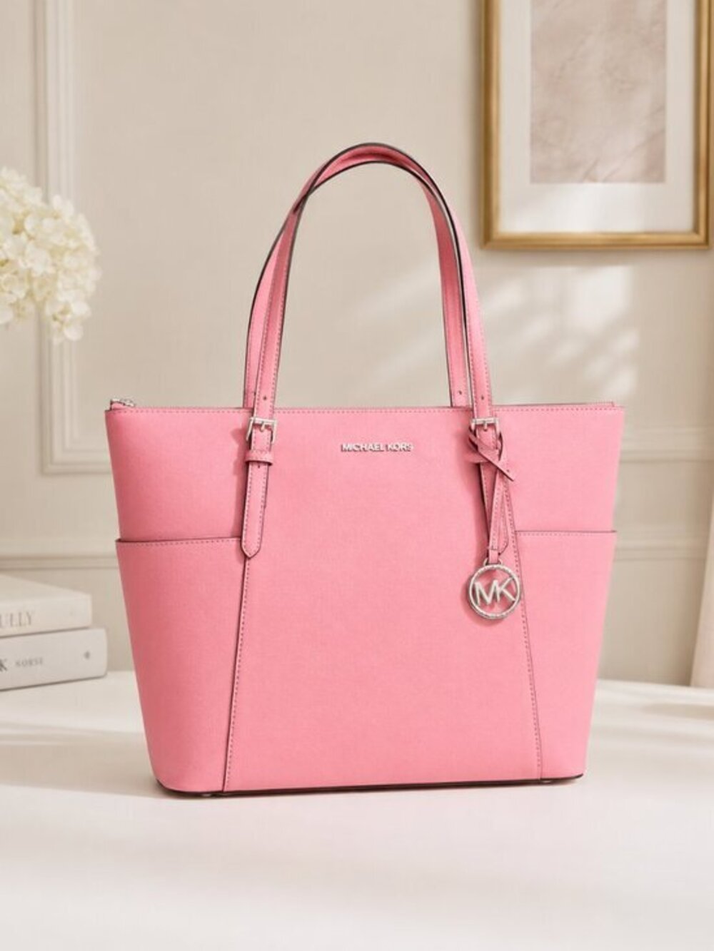 Michael Kors Jet Set East West Tote Primrose Pink Leather NWT